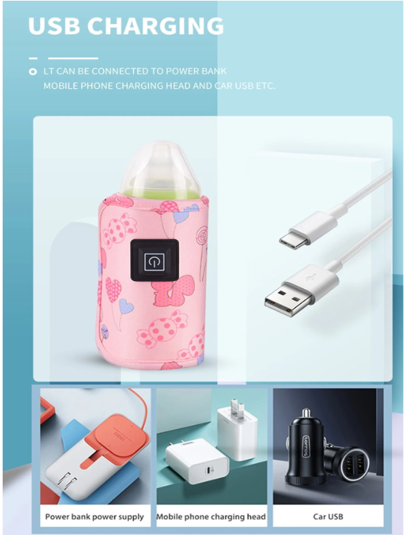 Usb Milk Bottle Warmer Bag Portable Milk Warmer Constant Temperature Milk Heating Bag For Outdoor Travel