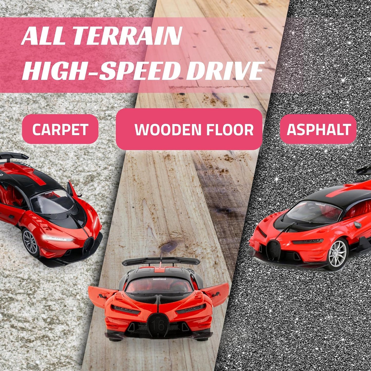 Remote Control High Speed Drift Red Bugatti Car