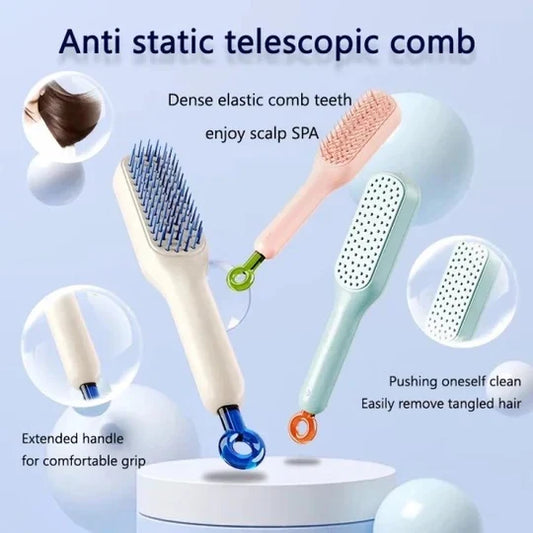 Magic Hair Brush with Self Cleaning and Anti Static Design