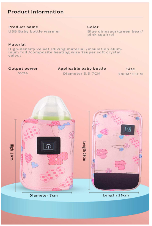 Usb Milk Bottle Warmer Bag Portable Milk Warmer Constant Temperature Milk Heating Bag For Outdoor Travel